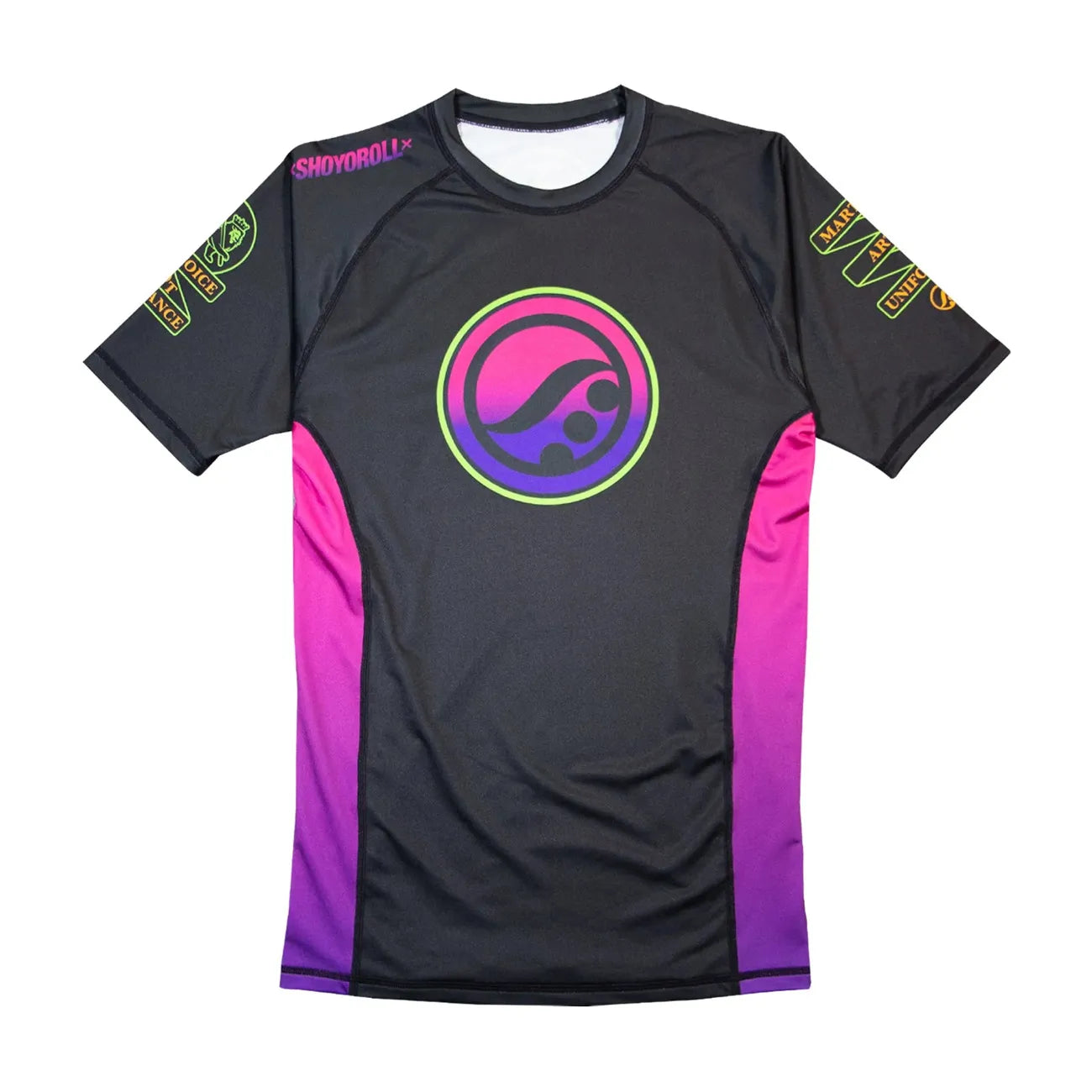 BJJ No Gi training kit featuring Shoyoroll Malibu rash guard and shorts