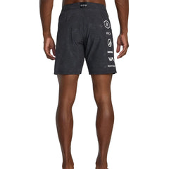 Black 17-inch training shorts designed for BJJ by Shoyoroll and RVCA